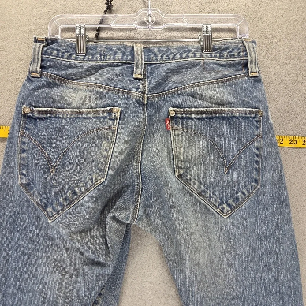Vintage Levis Engineered Jeans Mens Blue Twisted Altered Raw Hem Fits 29x20